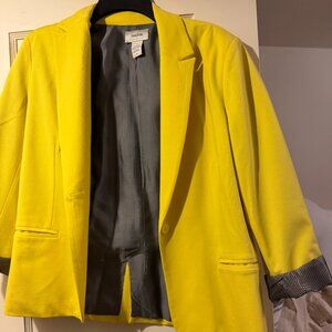 Size M Neiman Marcus Yellow Blazer with Pinstripe Lining
